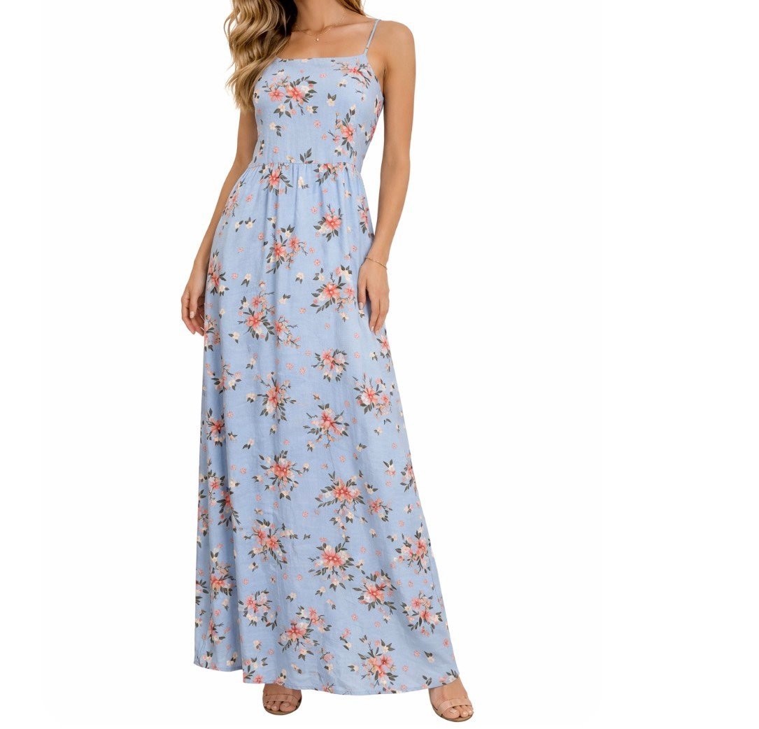 Ever After maxi dress spaghetti strap slit sides casual comfort SZ L