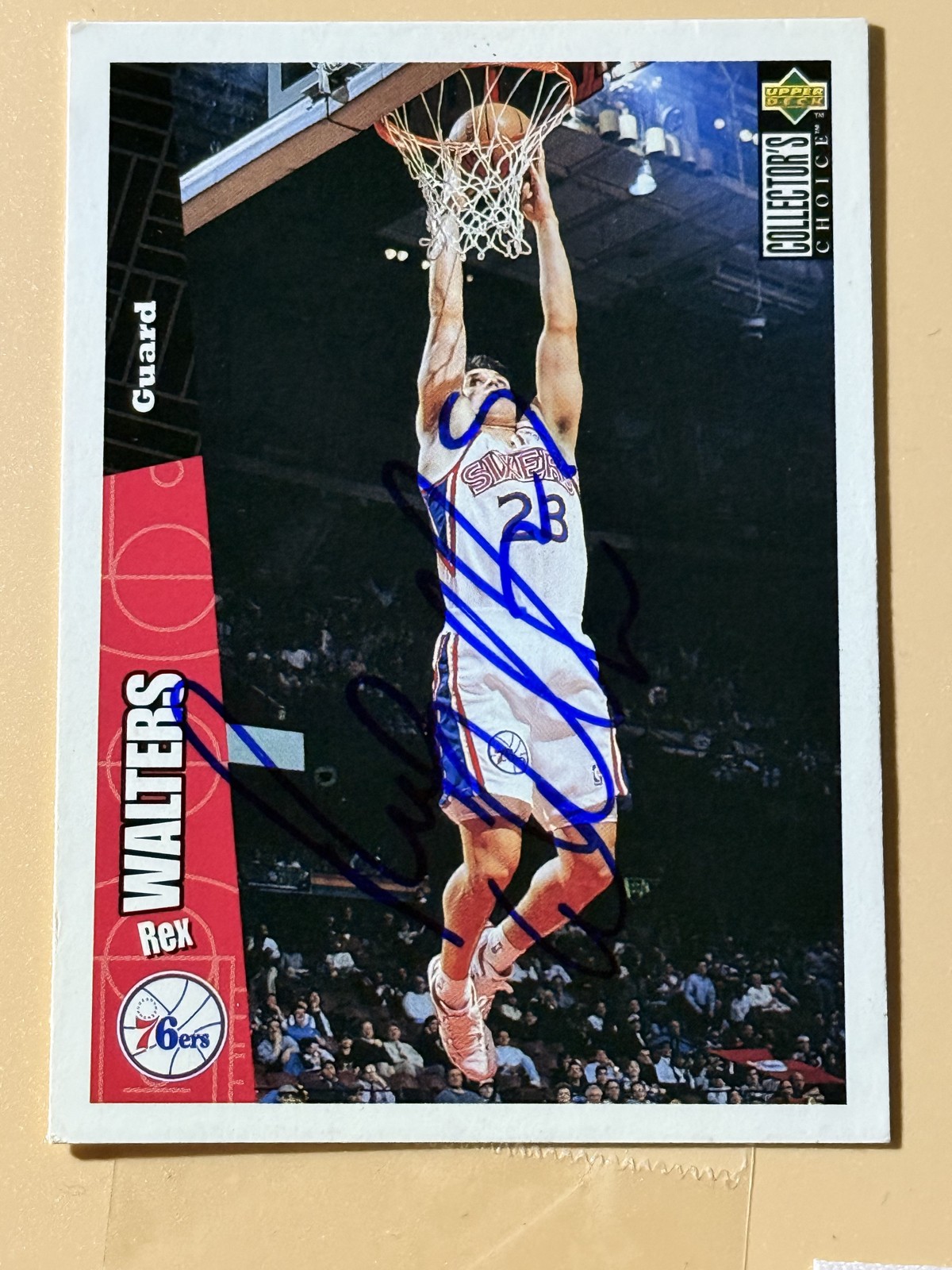 Hand Signed 1996-97 Upper Deck Collector's Choice Rex Walters #119 76ers IP Auto