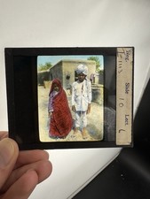 Antique Magic lantern Slide Sweeper Bride Groom Young Couple