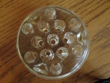 Flower Frog Large 13 Hole 4.5" Round Clear Glass Footed Floral 3 Footed Bottom