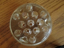 Flower Frog Large 13 Hole 4.5" Round Clear Glass Footed Floral 3 Footed Bottom