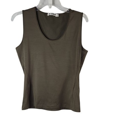Jil Sander Olive Green Jersey Tank Top Size XL