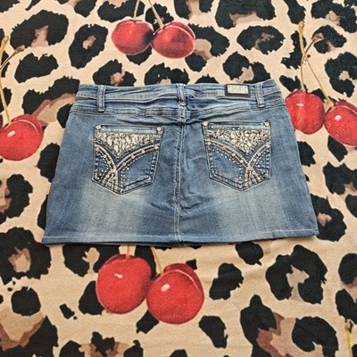 Earl Jeans Y2K Minirock Bestickt Low Rise Vintage 2000s Denim Skirt M