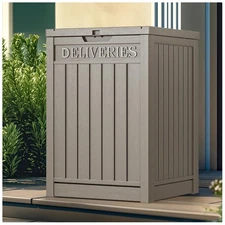 Outdoor Package Delivery Box 51 Gallon Lockable Resin Parcel Mailbox Storage Bin