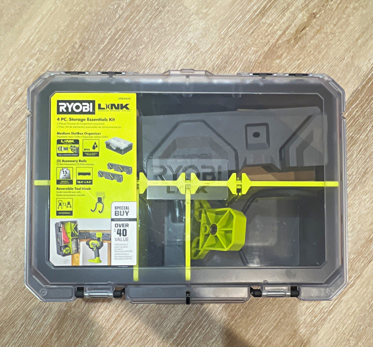 RYOBI LINK STM502K Medium Tool Box Organizer 4-Pc Plastic Storage Kit 15 lb