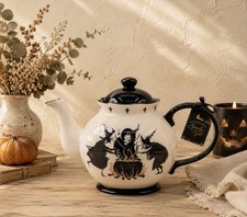 Potter's Studio Spooky Night Witch Teapot 40oz Halloween Stoneware New Tag