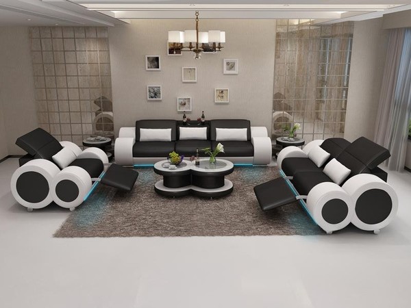 Ledersofa Couch Sofagarnitur 3+2+1 Garnitur Design Modern Sofa + Usb Sitzer Neu-image