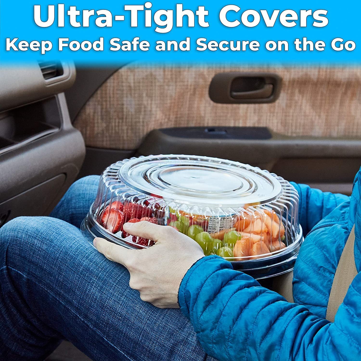 Avant Grub Heavy Duty, Recyclable 12 in. Serving Tray and Lid 5pk. Large, Bla...