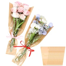 100Pcs Flower Wrapping Bags Kraft Paper Flower Sleeves for Bouquets Flower Bags 