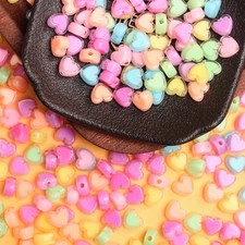 100Pcs Acrylic Love Heart Beads Crystal Loose Spacer Beads for Jewelry Making