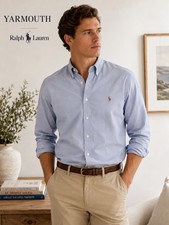 Vintage Ralph Lauren Yarmouth Pinpoint Oxford Shirt 16.5 34/35 Blue Pony