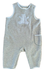 Baby Gap 6-12 Months Medium Vintage Blue Bear Fleece Overalls Coveralls Snaps