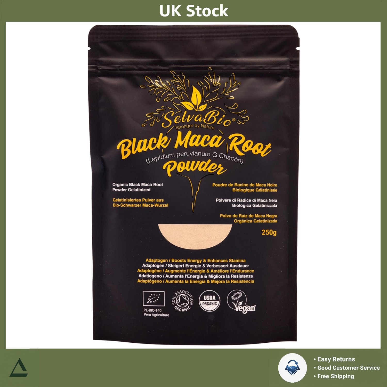 Black Maca Root Powder Organic Gelatinized 250g