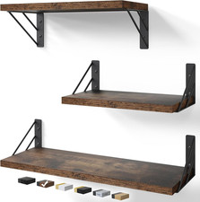 Wall Mounted Floating Shelves Set of 3 Rustic Wood Wall Shelves for Home Decor