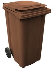 Bidone Pattumiera Immondizia con Ruote Marrone 240 Litri