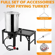 30 QT Turkey Fryer Gas Propane Pot Burner Cooker 54,000 BTU for Outdoor Camping