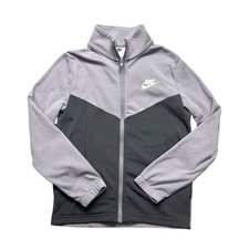 Nike Youth Medium Track Jacket Grey Black Full Zip Big Logo Athletic