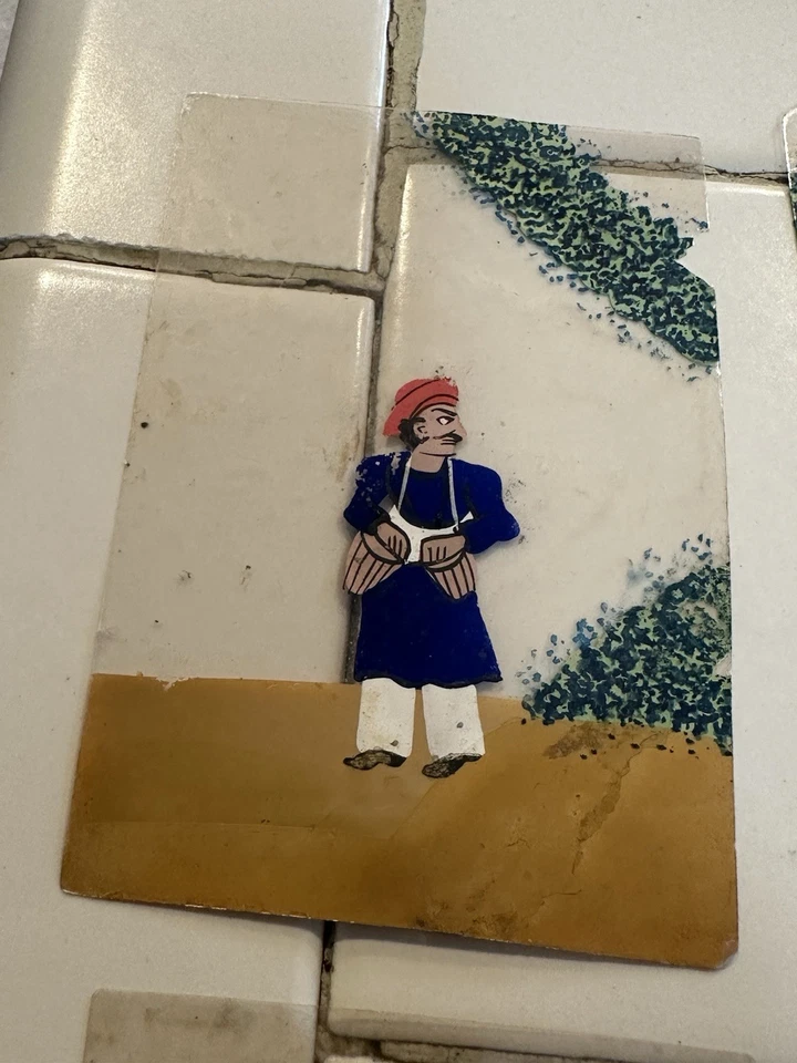 Antiguo juego de 23 pinturas en miniatura escolares de Indian Company sobre mica (siglo XIX) Foto 2 de 4