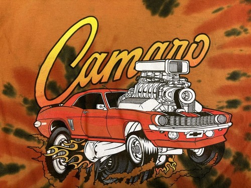 Chevrolet Camaro Shirt Mens Medium Orange Tie Dye Muscle Car Graphic GM Tee - Picture 2 of 7