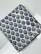 Gray Floral Hand Block Printed Cotton Fabric 5 Yard Indian Soft Cotton Fabric US