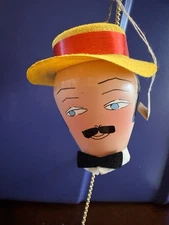 Vintage De Carlini Blown Glass Italian Man's Head Christmas Ornament Italy