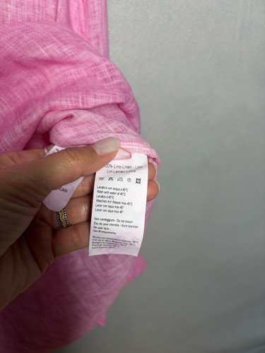 120% Lino Magenta Pink Sz IT42/US Medium 100% Linen Popover V Neck Blouse - Picture 5 of 7