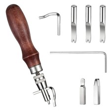 7 in 1 Leather Groover Tool, Pro Adjustable Stitching Working Tools Creasing Edg