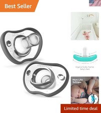 Gentle Silicone Baby Pacifiers for Newborns - 0-3 , Perfect Baby Gift 2pk