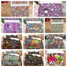 3D Doodle Cartoon Monster Pattern Color Quilt Cover Duvet Cover Comforter set