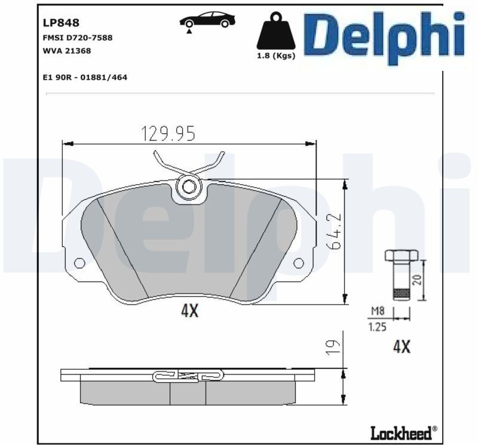 Für DELPHI LP848 Brake Pad Set, Disc Brake - Bild 2