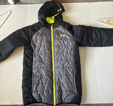 Youth UNDER ARMOR Youth XL Winter Puffy Hooded Jacket Coat Black and Gray Boys