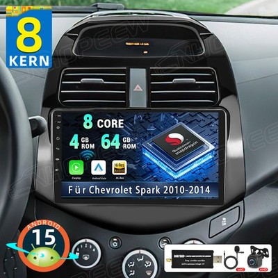 DAB+ 8Kern 4+64GB Android 15 CarPlay Autoradio GPS Für Chevrolet Spark 2010-2014