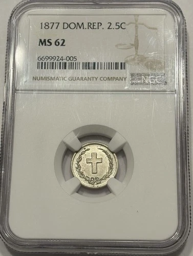 1877 Dominican Republic 2.5 Centavos NGC MS62