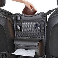 Car Organizer Storage Between Seats, Nappa Leather Headrest Hanging Storage B...