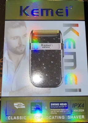 Kemei KM-2024 Rechargeable Men's Electric Shaver - Black/Gold