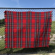 Vintage Amana Wool Blanket 68x55in Throw Plaid Tartan USA Made Dry Clean