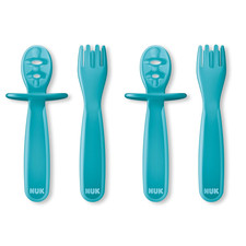 NUK Pretensil Dipper Spoon  Fork Set, Baby  Toddler Self-Feeding Utensils, Eas