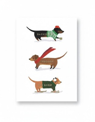 Christmas Greeting Card Dachshund Through The Snow ''Happy Howlidays!'' Dogs