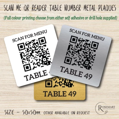 Scan to order QR code restaurant pub bar table ordering number metal plaques