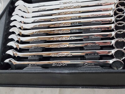 Snap On SOEXM710 Metric 10Pc 12Pt Combo Wrench Set, 10-19mm
