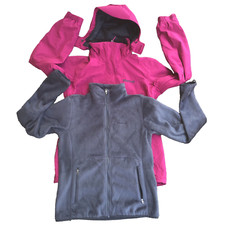 Marmot Women's Dark Pink 3 In 1 Jacket Fleece Size Medium Zip Up Winter Hooded