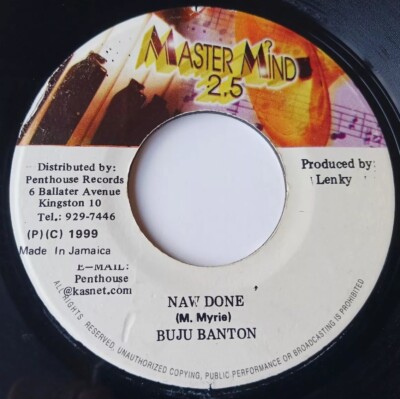 Buju Banton - Naw Done / Z2010 Riddim Vinyl 45 - 1999 Master Mind 2.5 - Jamaica