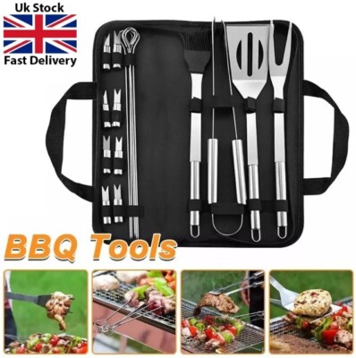 BBQ Werkzeug Set Edelstahl 18-teilig Barbecue Grillutensil Kochen Outdoor Kit