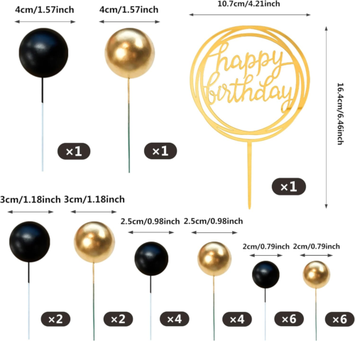 Colorful Balls Cake Topper Pearl Balls Cake Topper Happy Birthday Cake Insert Pi - Picture 2 of 8