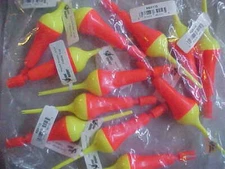 12 New Tackle 2000 Rocket Bobbers 4 3/4" Yellow top Orange fishing spring ice