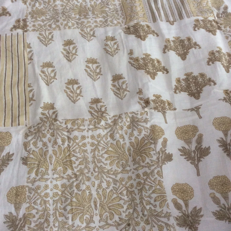 Par de 2 fundas Euro Pottery Barn acolchadas bloque amarillo floral y rayas casa de campo Foto 2 de 4