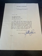 Jackie Collins Signed Letter - American Actress & Romance Novelist