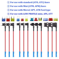 12V Car Add-a-Circuit Fuse Adapter Standard Mini Micro2 APS ATT Tap Blade Holder