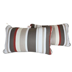 Outdoor Lumbar Pillows Sunbrella Striped Patio Cushion Set Of 2 Tan Orange Beige