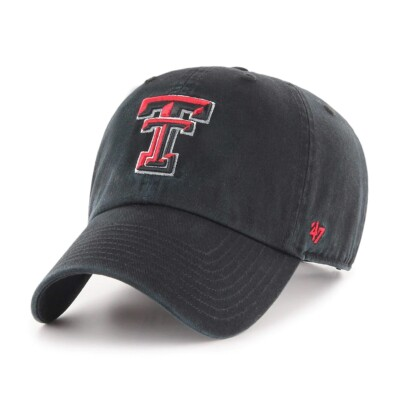 #ad NWT ‘47 Brand Texas Tech Red Raiders Clean Up Adjustable Hat Black Adult $15.99